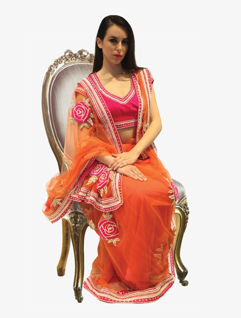 Clip Freeuse Stock Transparent Saree Orange - Saree Images In Png, transparent png #2447608