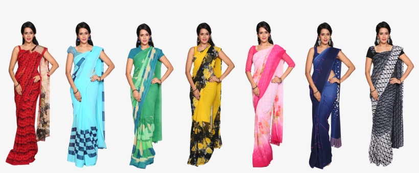 Sakshi 7 Georgette Saree Collections - 7 Sarees Collection, transparent png #2448291