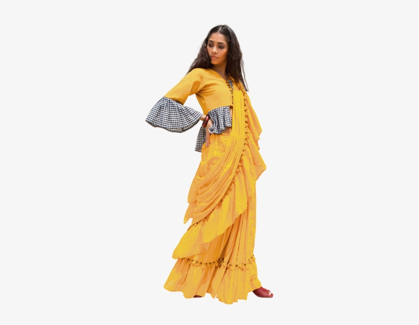 A Saree From The Peeli Dori Brand - Sari, transparent png #2448375