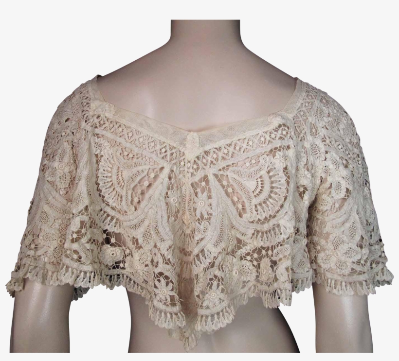 Antique Victorian Lace Canezou Jacket - Crochet, transparent png #2450402