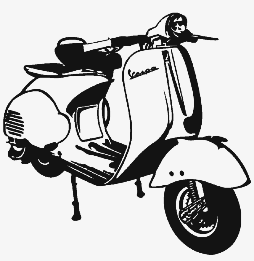 Stickers Vintage Art Stick Wall Sticker Customization - Vespa Black And White Png, transparent png #2450981