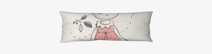 Cute Little Bear Girl In Dress Cartoon Hand Drawn Vector - Cushion, transparent png #2451349