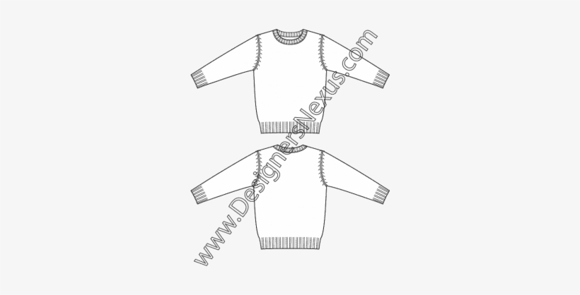 Kids Apparel Flat Sketch V - Fully Fashioned Sweater Flat, transparent png #2451442