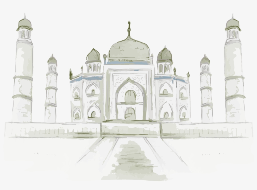 Architecture World Monuments Taj Png Black And White - Drawing, transparent png #2452867
