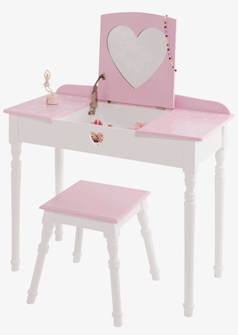 Sweetheart Dressing Table & Stool Set, Pink & White - Sweetheart Dressing Table & Stool Set - Pink, transparent png #2453327