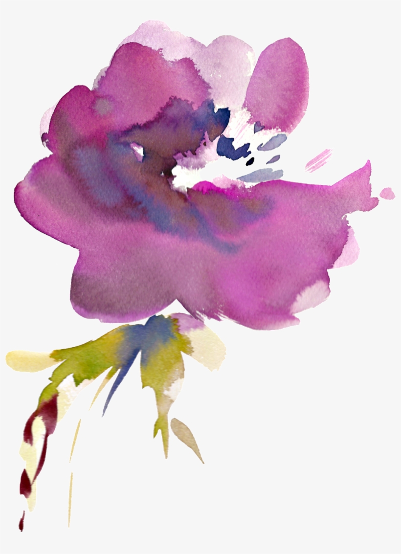 Purple Blooming Flower Transparent Ornamental Material - Watercolor Painting, transparent png #2454767