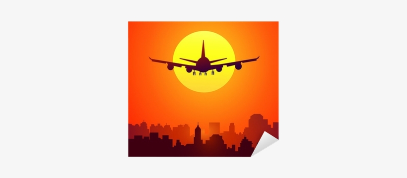 City Sunset & Afternoon Flight-vector Sticker • Pixers® - Flight Vector, transparent png #2455354