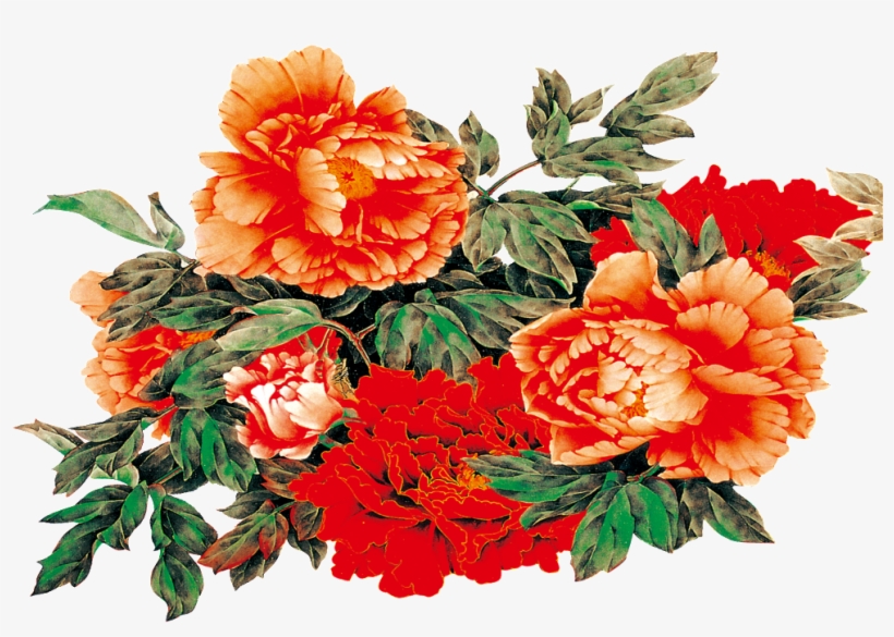 Flower Hd Png Free Files - Gearbest Peony Pattern Linen Decorative Pillow Case, transparent png #2457138