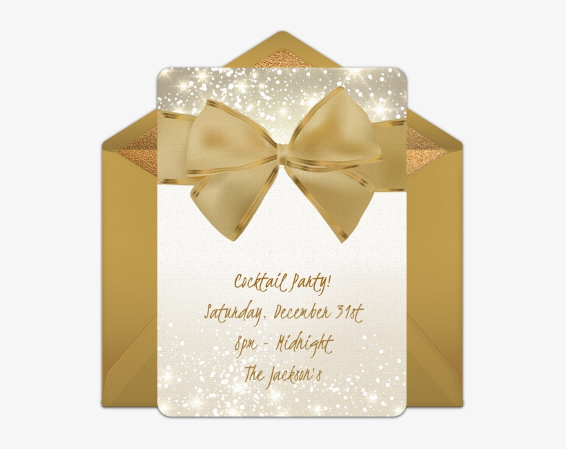 Gold Bow Online Invitation - New Year's Eve, transparent png #2460375