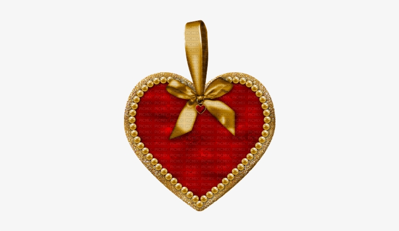 Minou Red Heart Gold Bow - Emblem, transparent png #2461029