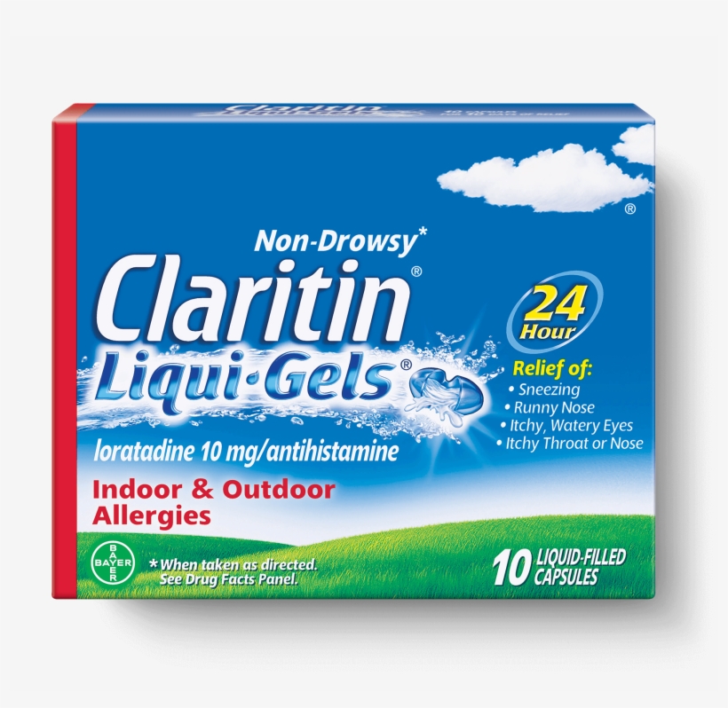 Front View Of Claritin® Liqui Gels® Capsules 24 Hour - Claritin Allergy Liqui-gels 10mg, transparent png #2461593