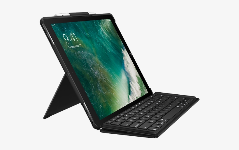 The Best Ipad Pro Keyboard & Stand - Logitech Slim Combo, transparent png #2461919