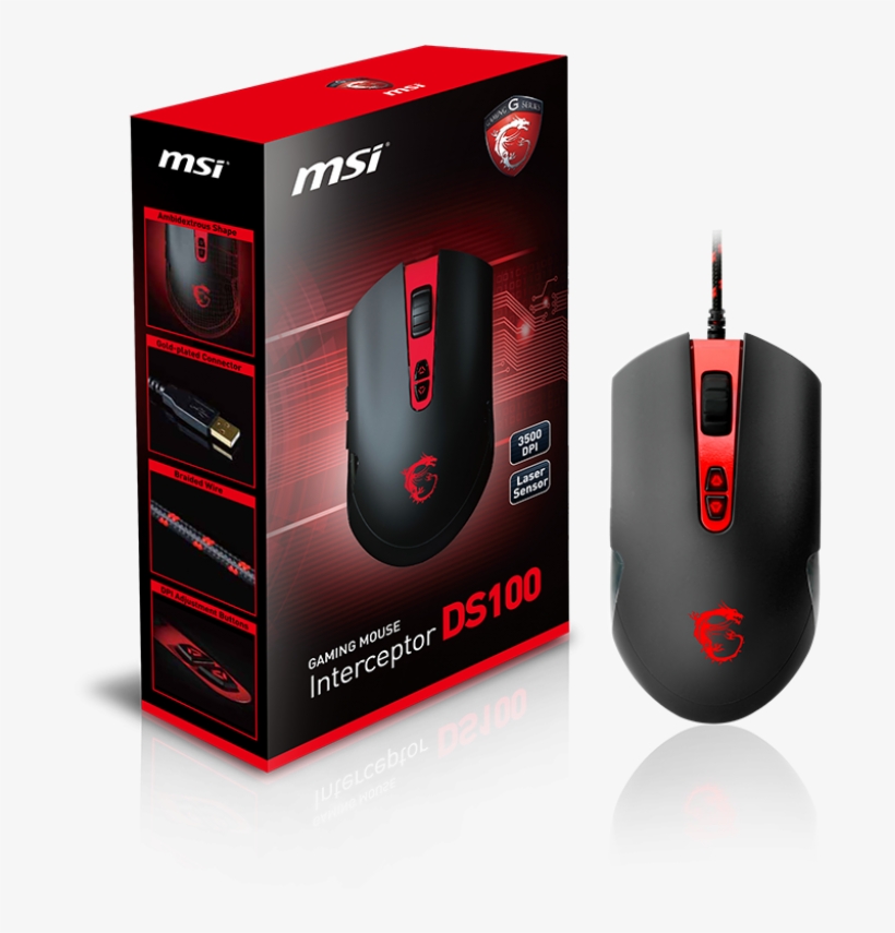 Msi Interceptor Ds100 Gaming Mouse - Mouse Msi Ds 100, transparent png #2464063