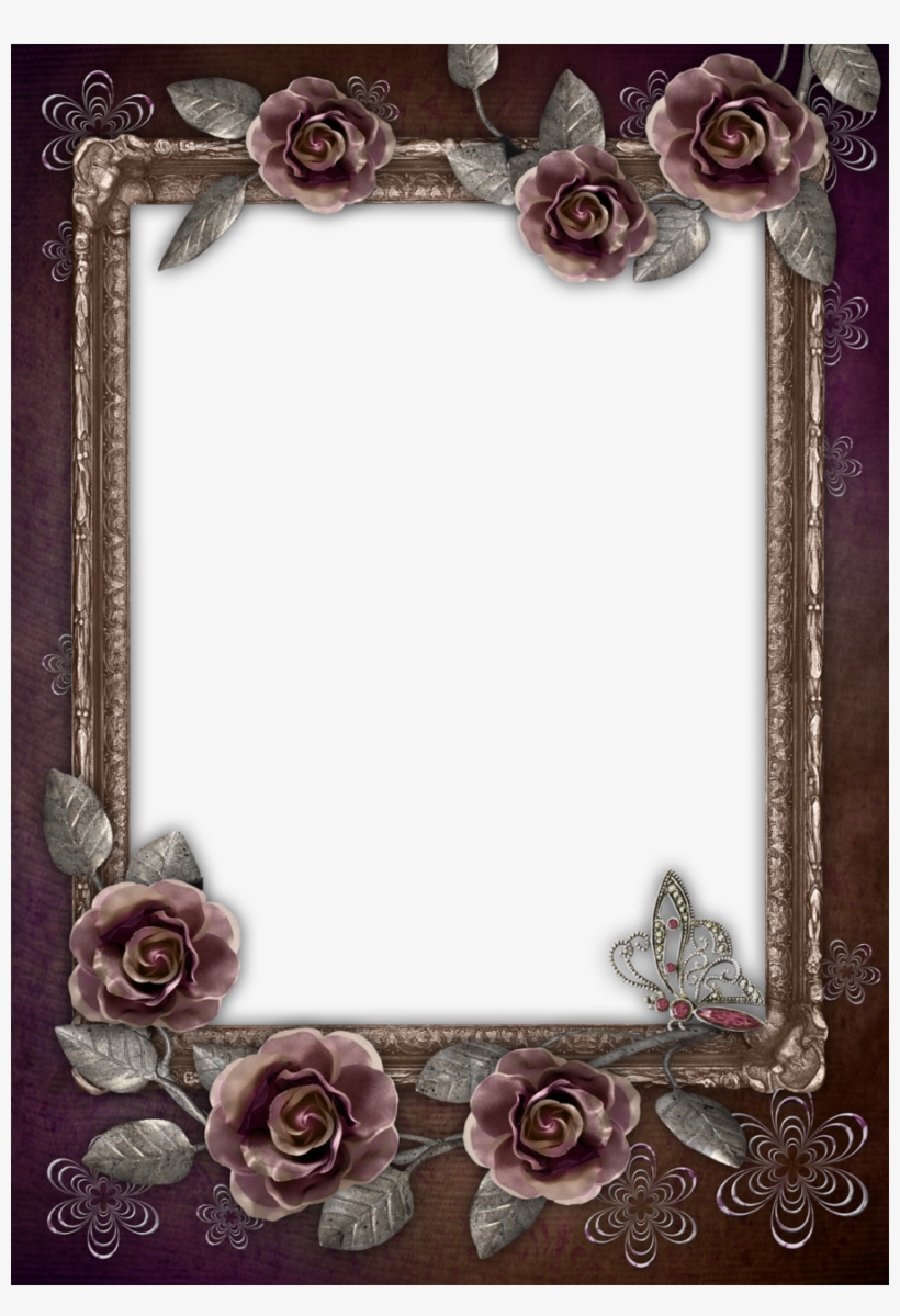 Download Portrait Frame Photoshop Clipart Borders And - Brown Flower Photo Frames, transparent png #2464509