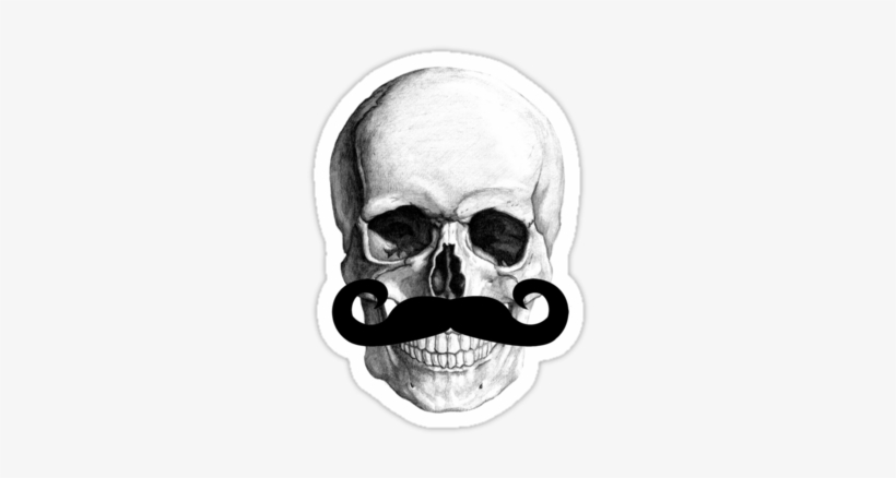 Skull With Mustache Sticker By Nerdtown - Mexican Skull Mustache, transparent png #2468143