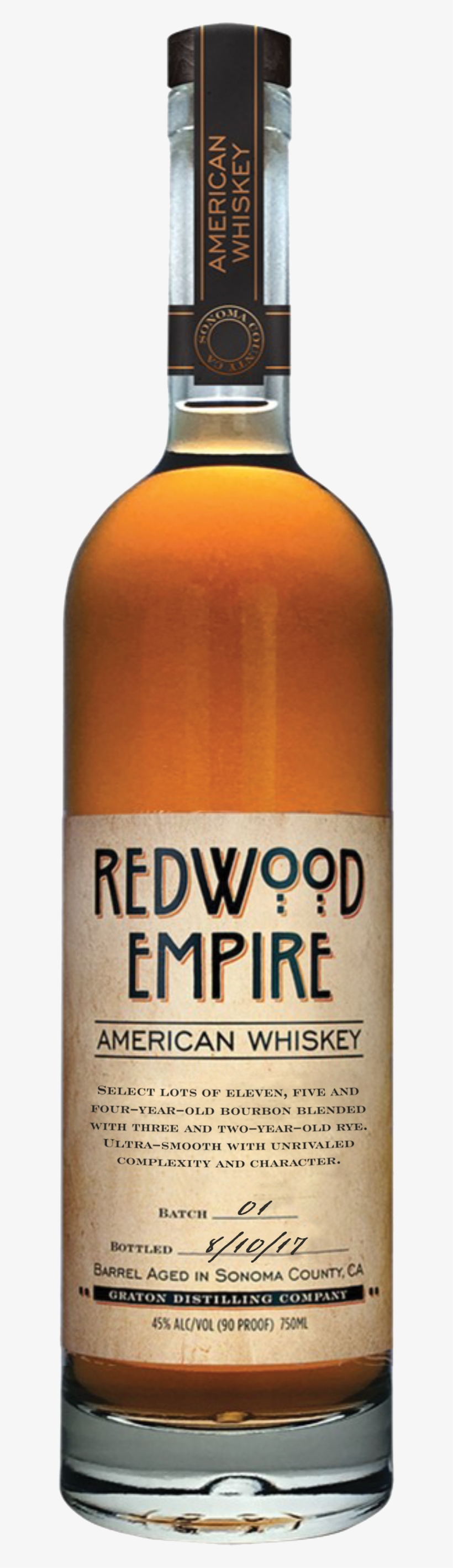 Rwe Amer Whiskey Bottle - Redwood Empire American Whiskey, transparent png #2470357