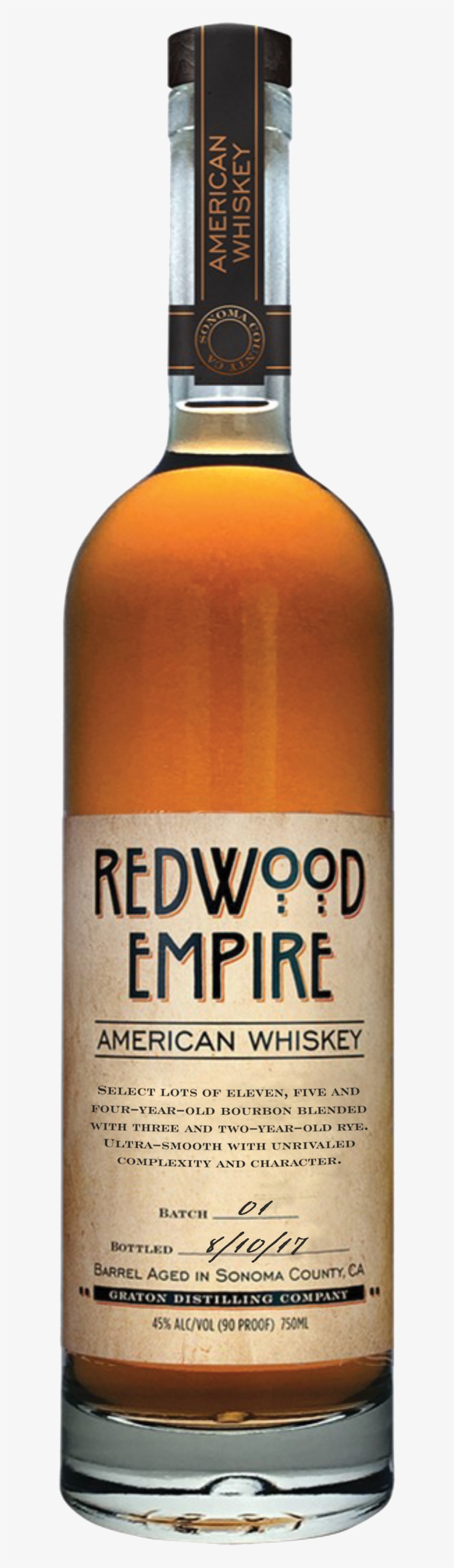 Rwe Amer Whiskey Bottle - Redwood Empire American Whiskey, transparent png #2470357