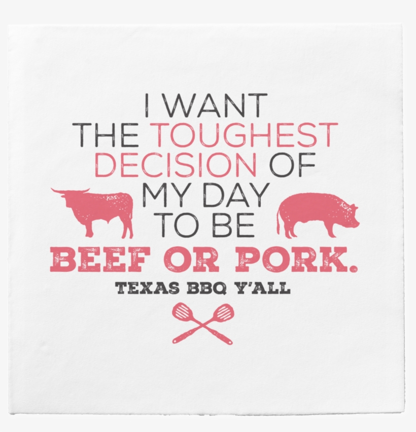 Texas Bbq Napkins - Beef Or Pork? Texas Bbq Tote Bag, Adult Unisex, Natural, transparent png #2472754