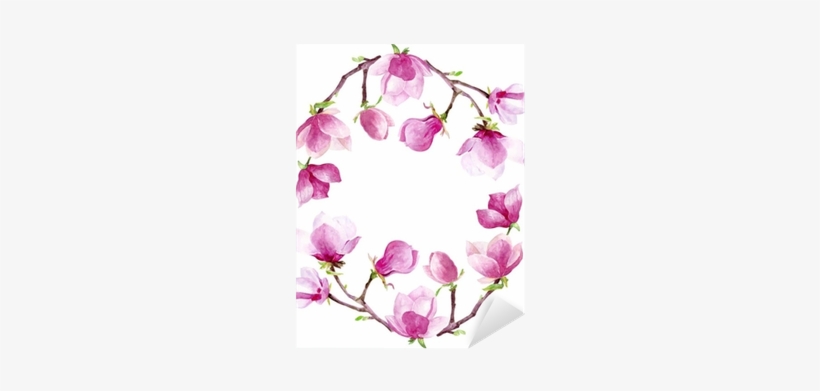 Magnolia Watercolor Wreath Floral Frame Border Wedding - Bridal Shower Clipart Floral, transparent png #2475479