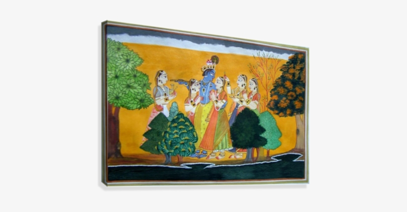 Krishna ,radha And Gopies Canvas Print - Painting, transparent png #2476117
