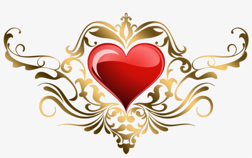 Hearts Corners Lz 005 By Lyotta On Deviantart Picture - Ornaments Png Gold Heart, transparent png #2478141
