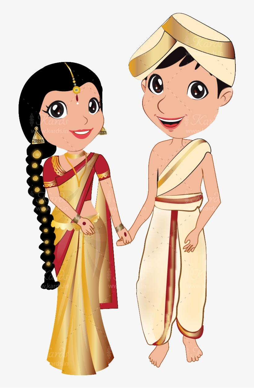 Kannada Invitation Design Online Kards - Kannada Couple Cartoon, transparent png #2479902