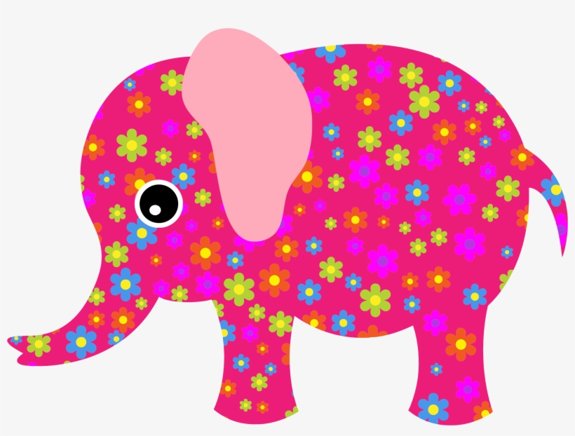 Svg Library Download Retro Floral Pink Big Image Png - Elephant Pink, transparent png #2481282