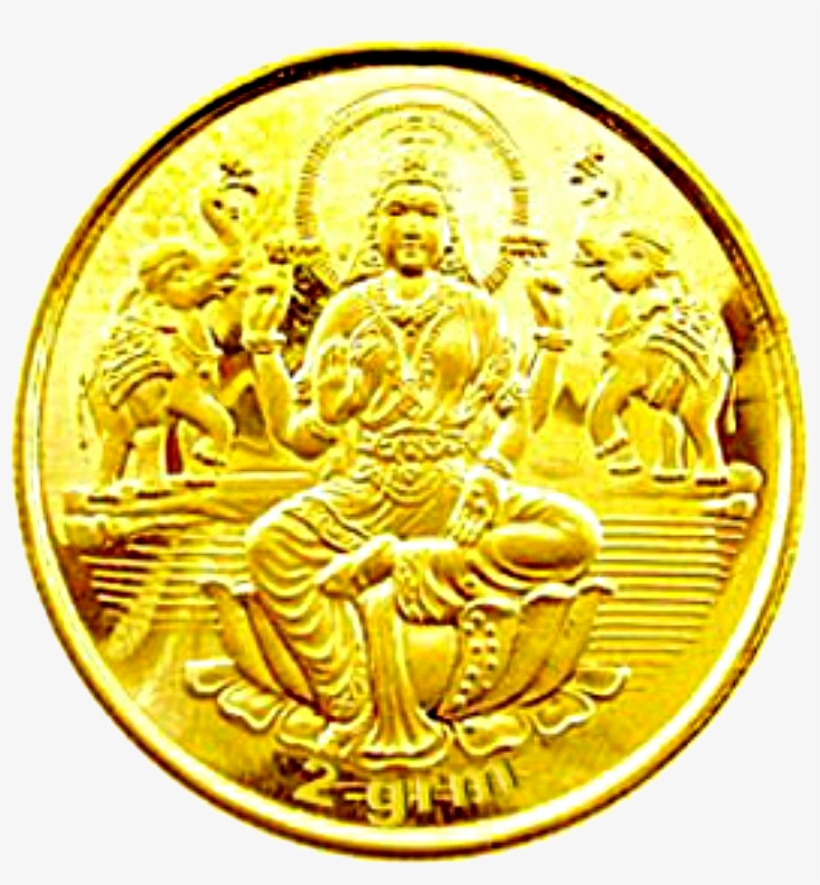 Single Gold Coin With Maa Laxmi Image - Lakshmi Gold Coin Png, transparent png #2481678
