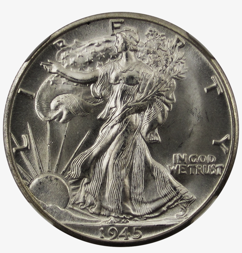 Walking Liberty Half Dollar 1945d Obverse - Walking Liberty Half Dollar, transparent png #2482310