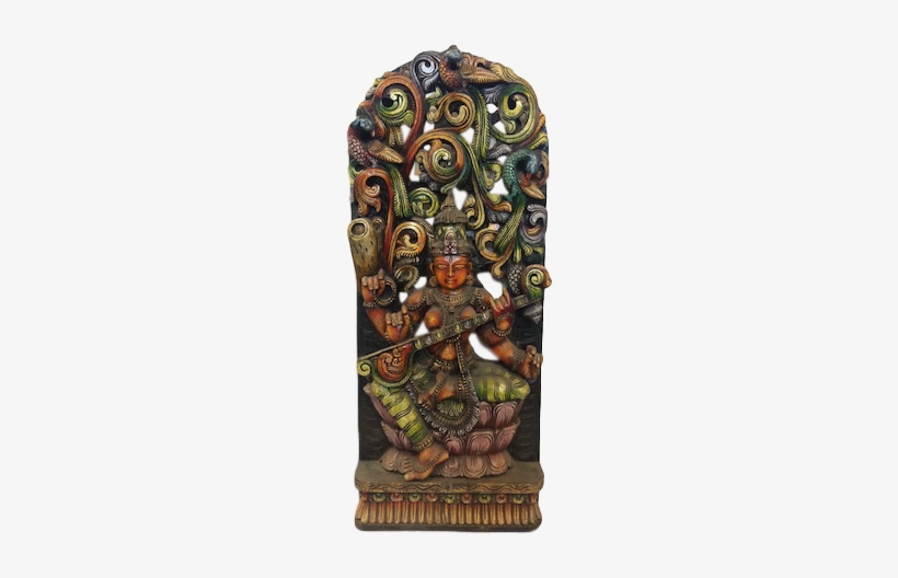 Colorful Carved Saraswati - Carving, transparent png #2483371