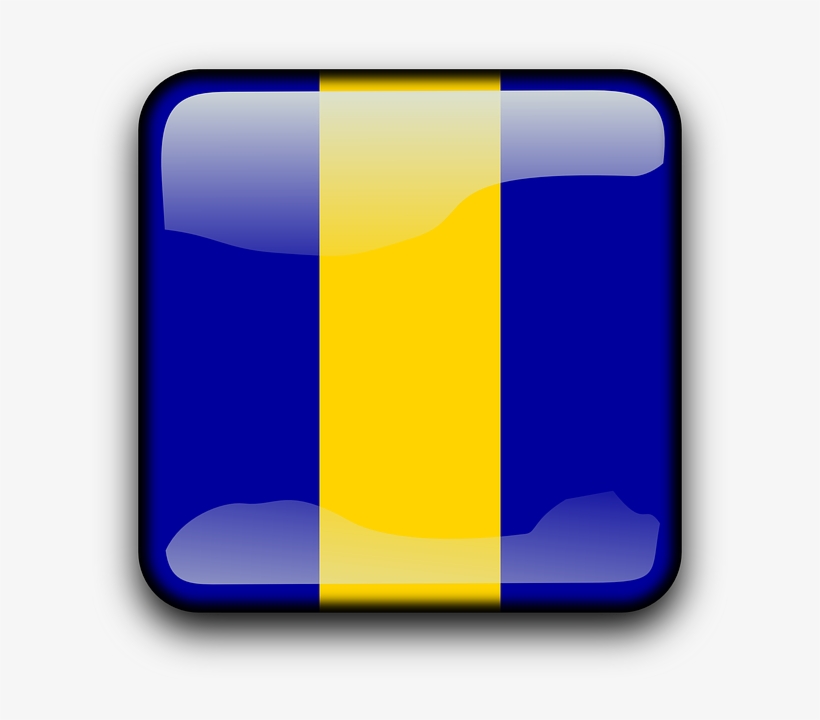 Button Barbados, Flag, Country, Nationality, Square, - Flag Of Barbados, transparent png #2483886