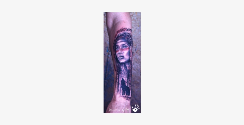 Native American Wolf Forest Beauty Black Grey Forearm - Forearm, transparent png #2484003