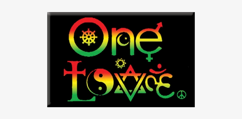 One Love Symbols Rasta Colors Rectangle Sticker - Reggae Rastah, transparent png #2485195