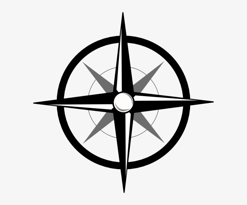 Mata Angin Logo - Black And White Compass Rose Clip Art, transparent png #2487162