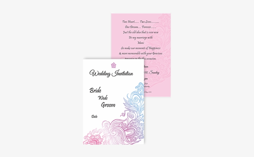 Pink Floral Wedding Card Invitation Card - Wedding Invitation Card Design, transparent png #2487879