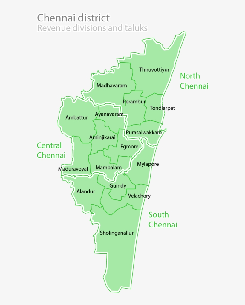 From Wikipedia, The Free Encyclopedia - Chennai District Map 2018, transparent png #2488097