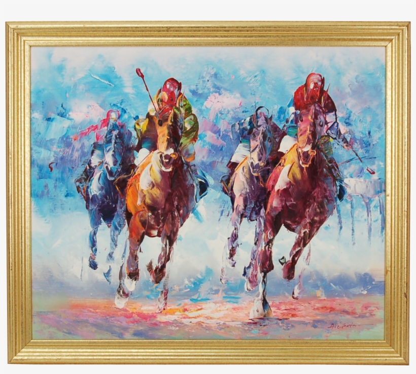 Modern Painting New Vintage Mid Century Modern Abstract - Horse Race Oil Painting, transparent png #2488808