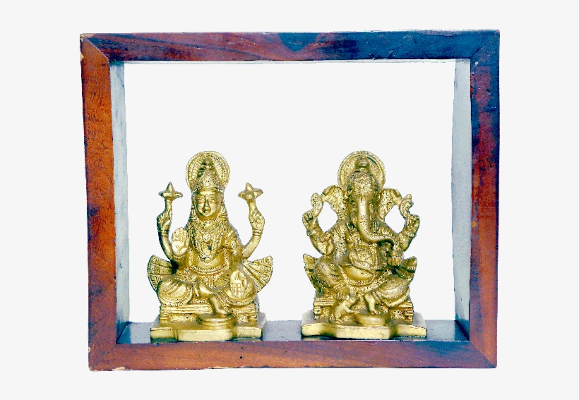 Laxmi/ Ganesh With Frame Brass Figure - Ganesha, transparent png #2490050