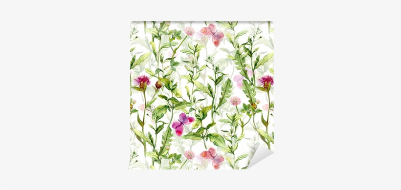 Grass, Herb And Flowers With Butterflies - Gear New 5791228-gn-ph1 Small Bird In Sprtern Watercolour, transparent png #2490217
