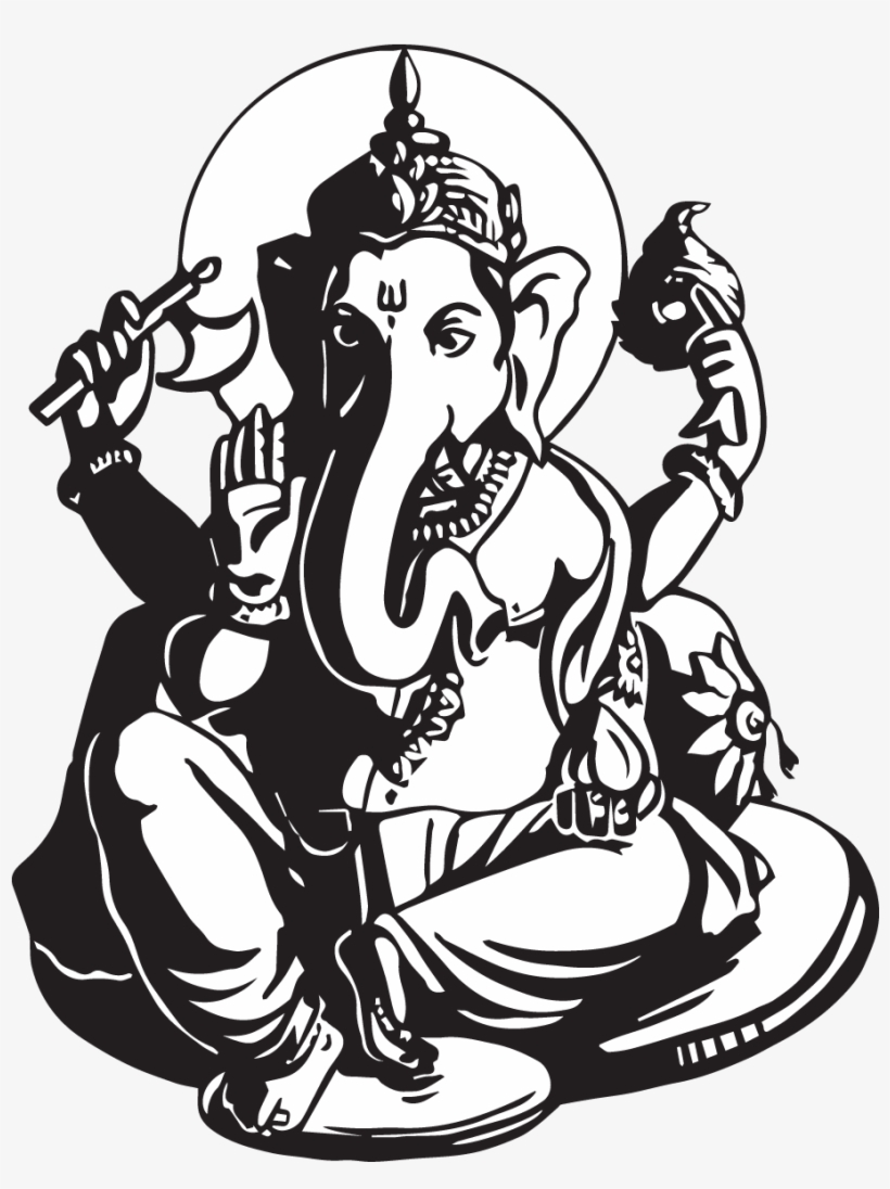 Ganesha Wall Decal Canvas Drawing - Best Ganesha Black And White, transparent png #2491113