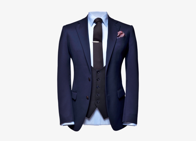 Suits - Blue Tuxedo Suit Black Waistcoat, transparent png #2491501