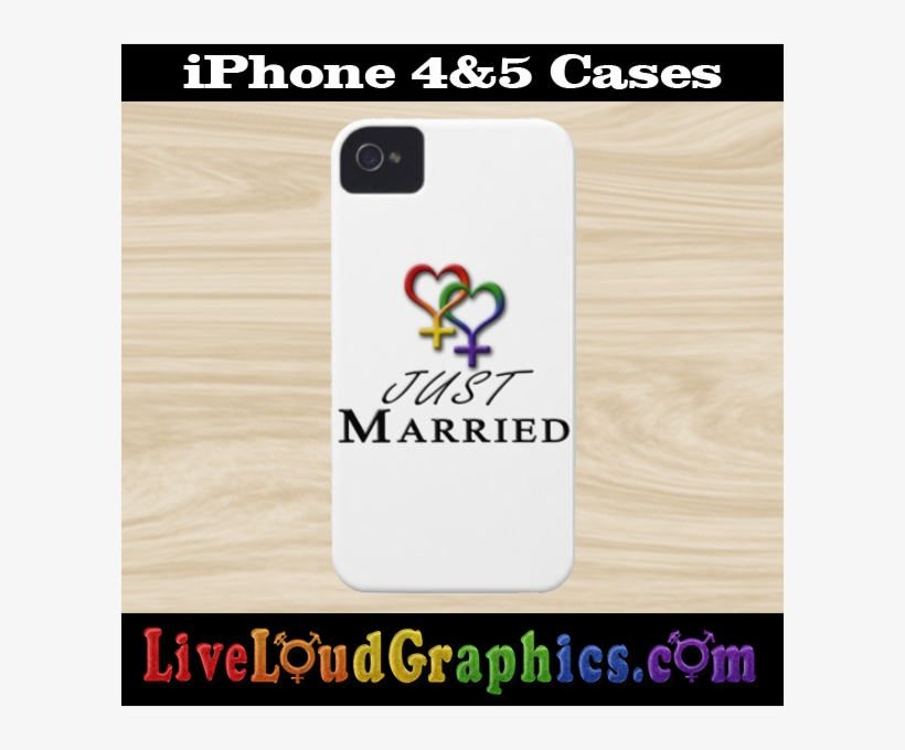 Just Married Lesbian Pride Wedding Design With Overlapping - Just Married - Hearts - Lesbian Prid Greeting Card, transparent png #2494698