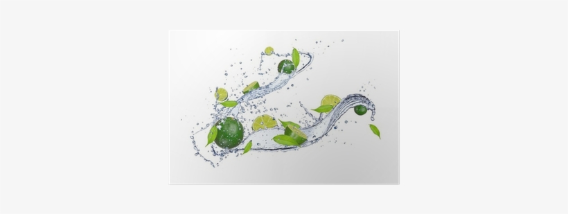 Fresh Limes In Water Splash, Isolated On White Background - Water, transparent png #2494853