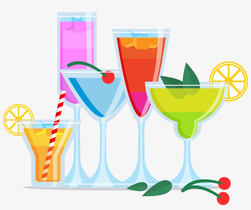 Cocktail Garnish Juice Wine Glass Clip Art - Colorful Drink Clip Art, transparent png #2495175