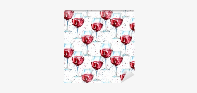 Seamless Pattern Of A Glass Red Wine And Splash - Alcoholic Drink, transparent png #2495181