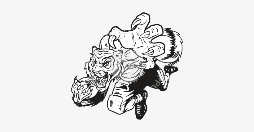 Playing Football - Black And White Tigers Football, transparent png #2495373