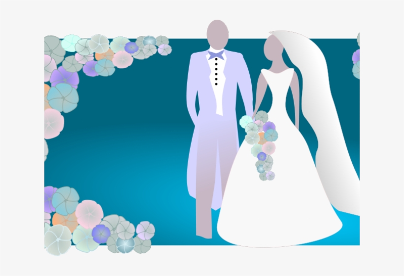 Bride Cartoon Free Download Clip Art Carwad - Blumen Mit Braut U. Bräutigam Grußkarte, transparent png #2495735