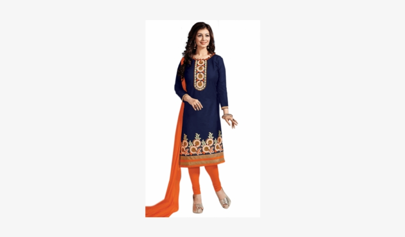 Clip Art Free Cotton Kameez Archives Nazara Fashion - Navy Blue And Orange Salwar, transparent png #2498157