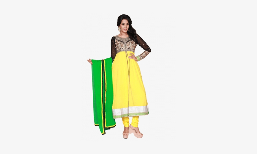 Elizabeth Yellow Semi-stitched Designer - Dress, transparent png #2498233