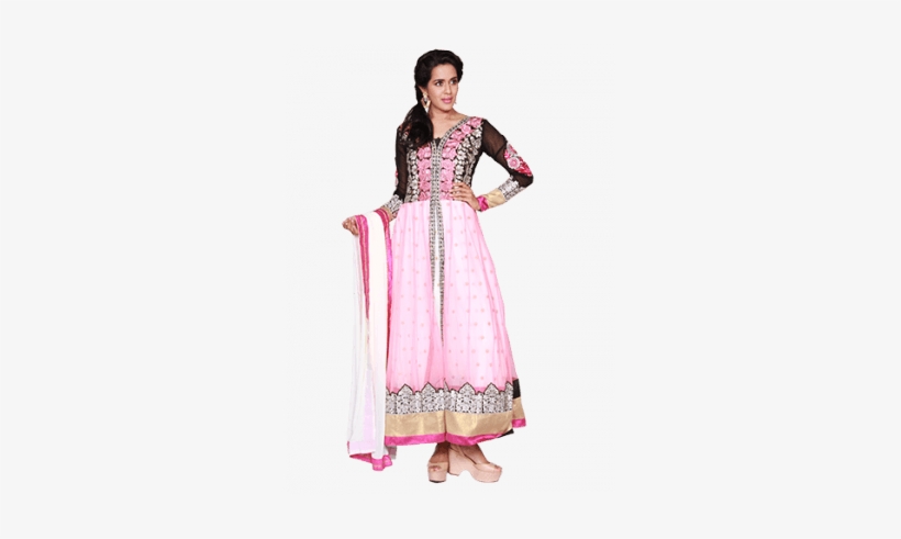 Elizabeth Black With Pink Semi-stitched - Dress, transparent png #2498277